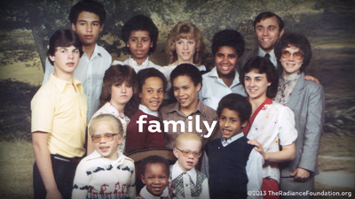 The Bomberger Family, in 1983, with 13 children (10 adopted)