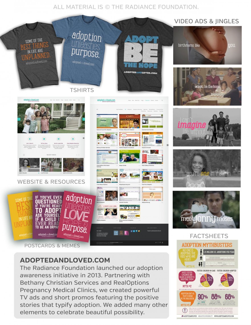 AdoptedAndLoved.com campaign elements.