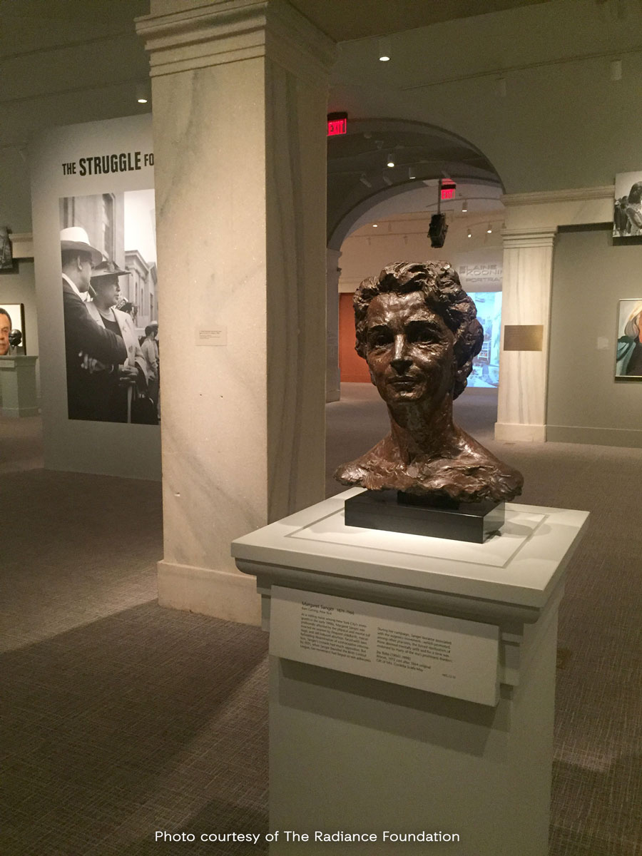 Bust of Margaret Sanger in Smithsonian National Portrait Gallery's "Struggle for Justice" exhibit