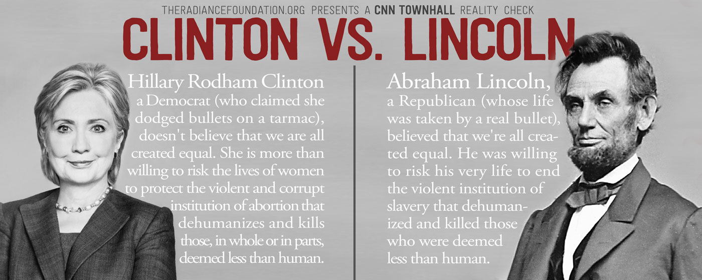 In a CNN Townhall, Presidential Candidate Hillary Clinton, who was given the Margaret Sanger award from Planned Parenthood, named Lincoln as her favorite President.
