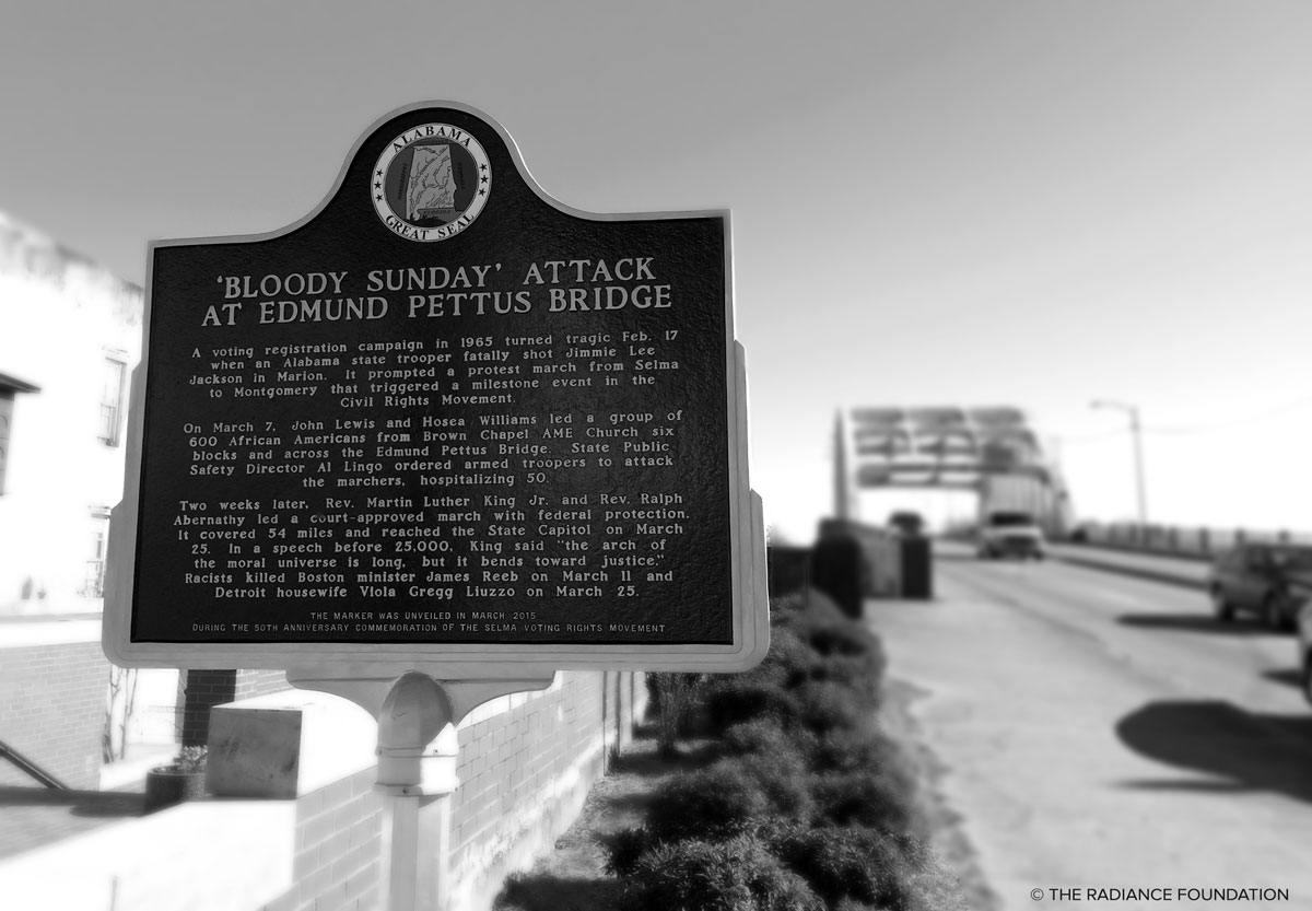 "Bloody Sunday" sign on Edmund Pettus Bridge