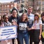 Ryan Bomberger speaks at the March for Life UK, joined by his fave Bethany Bomberger (pictured all the way right).