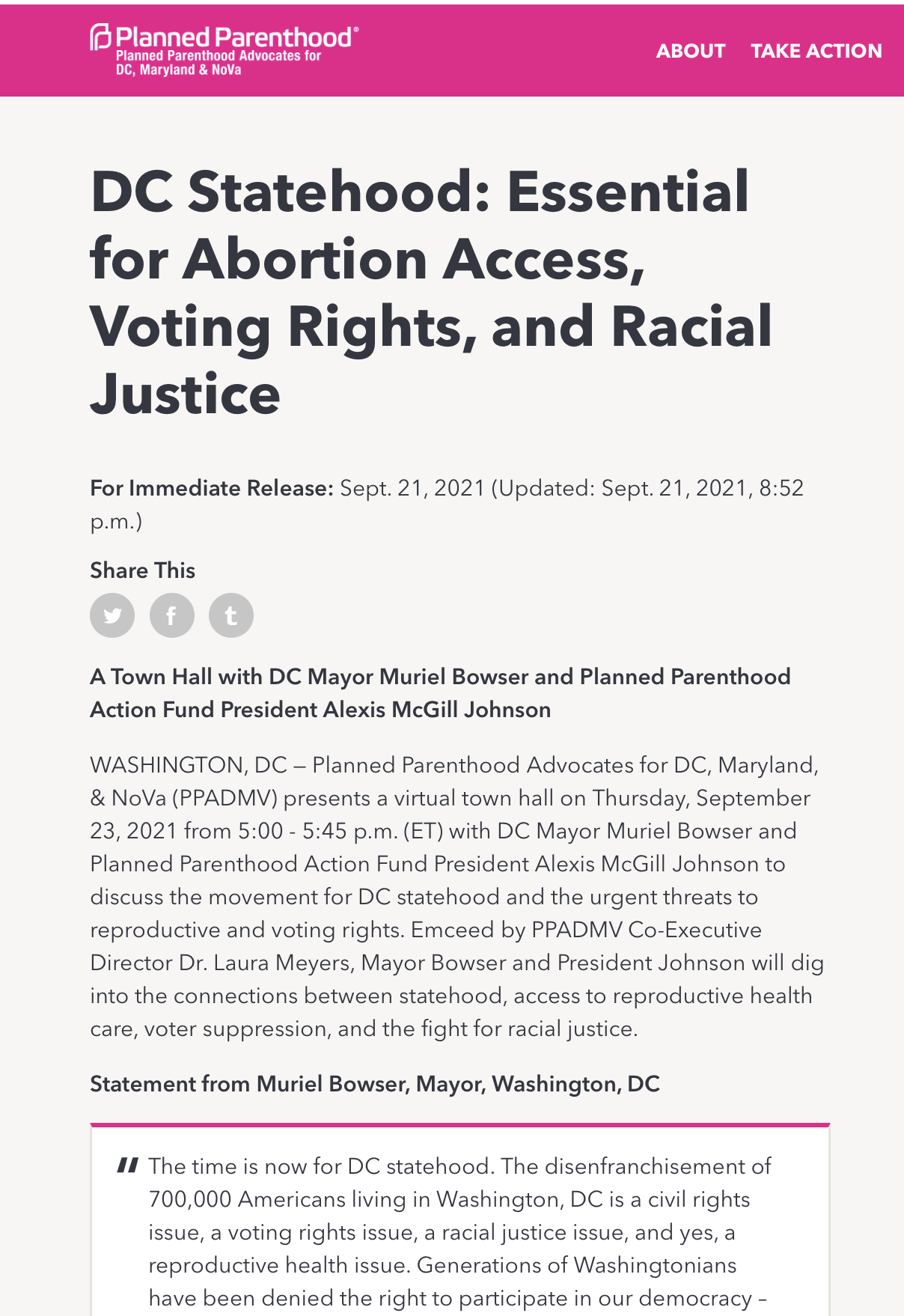 Muriel Bowser stands with Planned Parenthood - the leading killer of black lives.